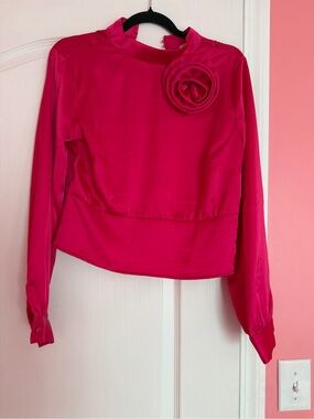 Cynthia Rowley Fuchsia Long-Sleeve Blouse with Rosette